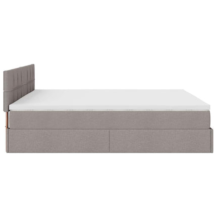osmannisk sengeramme med madrasser 200x200 cm stof gråbrun
