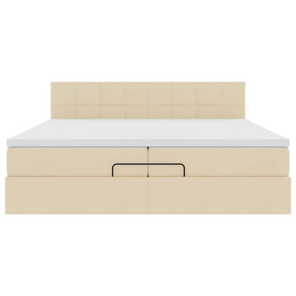 osmannisk sengeramme med madrasser 200x200 cm stof cremefarvet