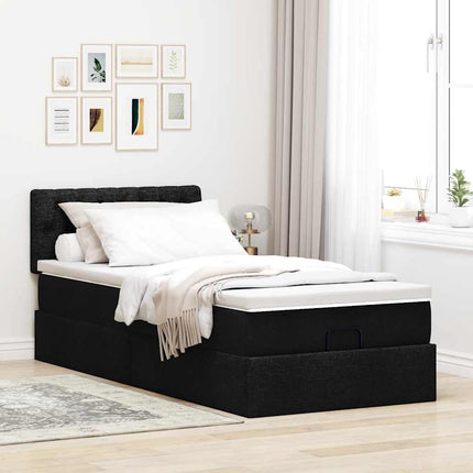 osmannisk sengeramme med madras 90x190 cm stof sort
