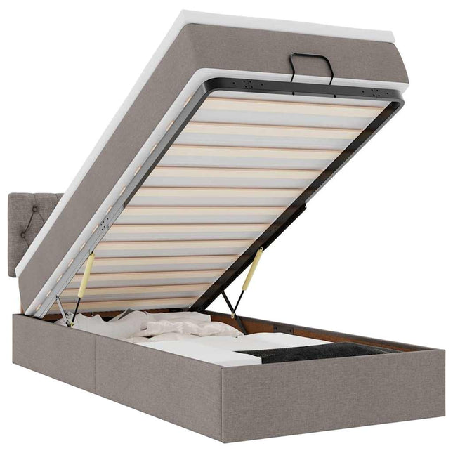 osmannisk sengeramme med madras 90x190 cm stof gråbrun