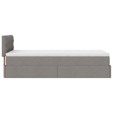 ottoman seng med madras & LEDs 90x200 cm stof gråbrun