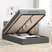 ottoman seng med madras & LEDs 120x190 cm stof mørkegrå