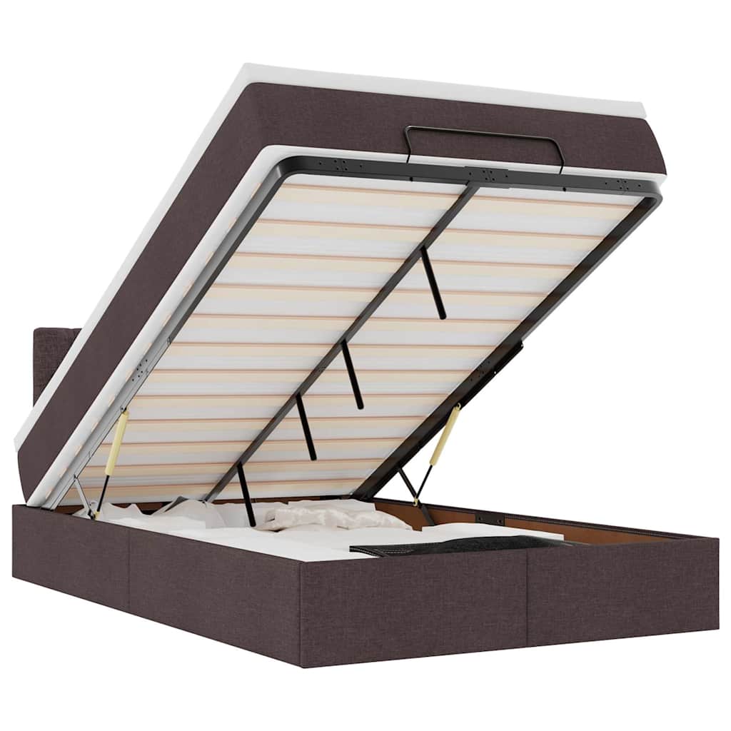 osmannisk sengeramme med madras 120x190 cm stof mørkebrun