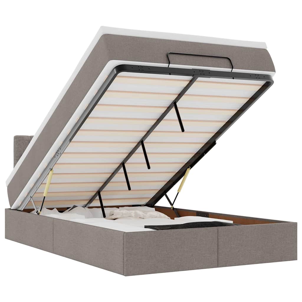 osmannisk sengeramme med madras 120x200 cm stof gråbrun