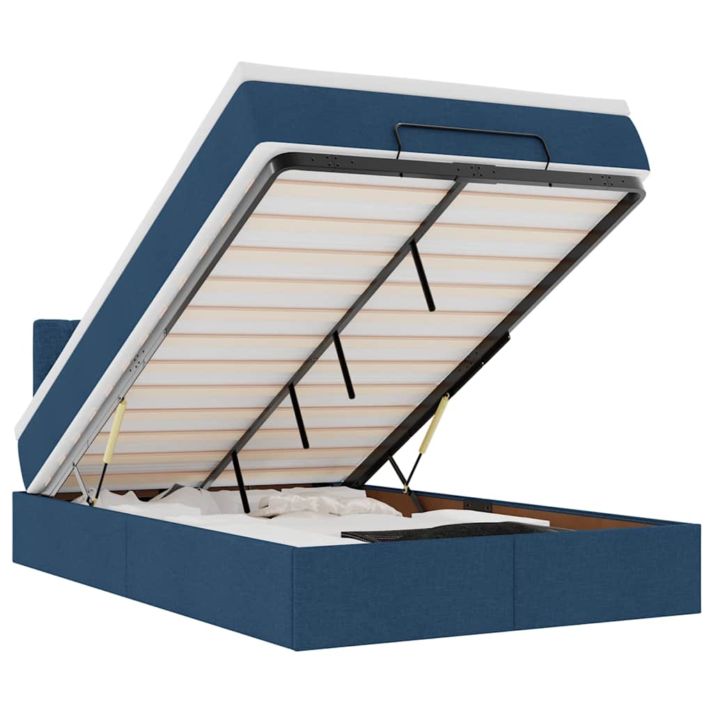 Ottoman seng med madras & LEDs Blå 120x200 cm Stof