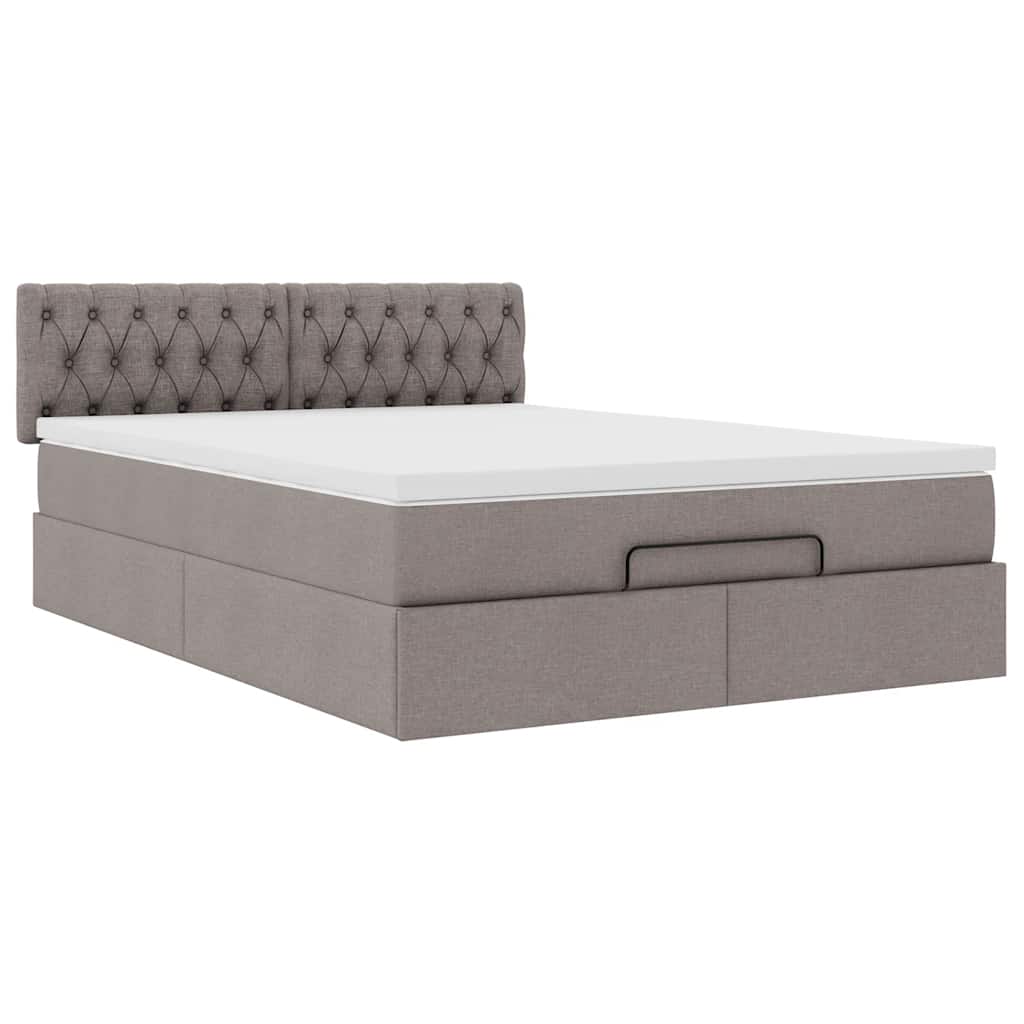 Ottoman seng med madras & LEDs Taupe 140x190 cm Stof