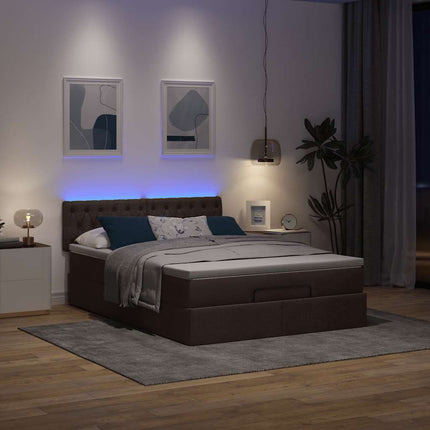 osmannisk sengeramme med madras 140x200 cm stof mørkebrun