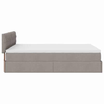 Ottoman seng med madras & LEDs Taupe 140x200 cm Stof