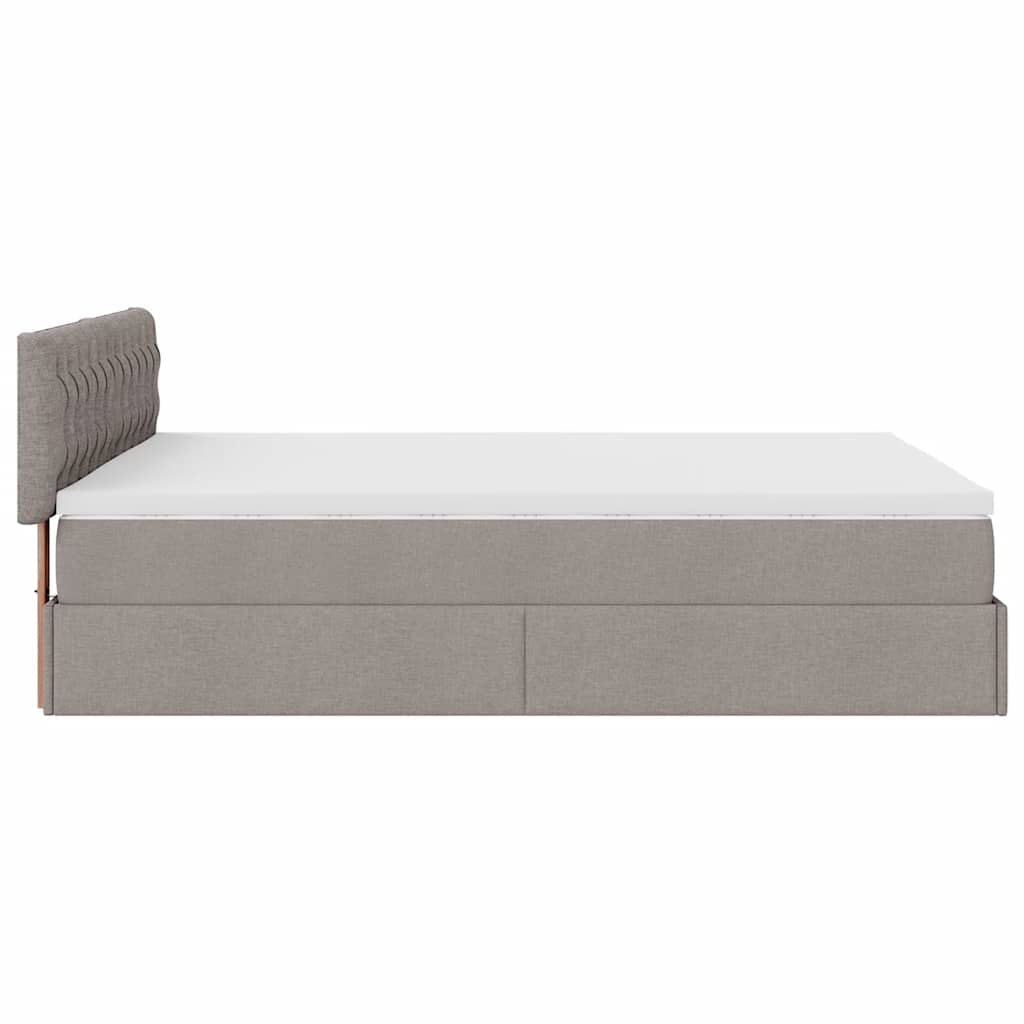 Ottoman seng med madras & LEDs Taupe 140x200 cm Stof