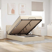 Ottoman seng med madras & LEDs fløde 140x200 cm Stof