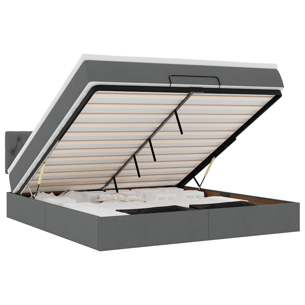 osmannisk sengeramme med madras 160x200 cm stof mørkegrå