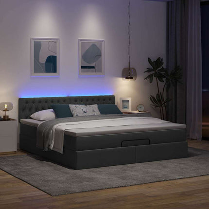 osmannisk sengeramme med madras 160x200 cm stof mørkegrå