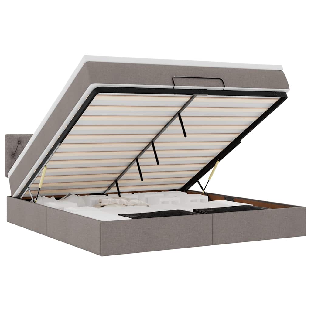 osmannisk sengeramme med madras 160x200 cm stof gråbrun