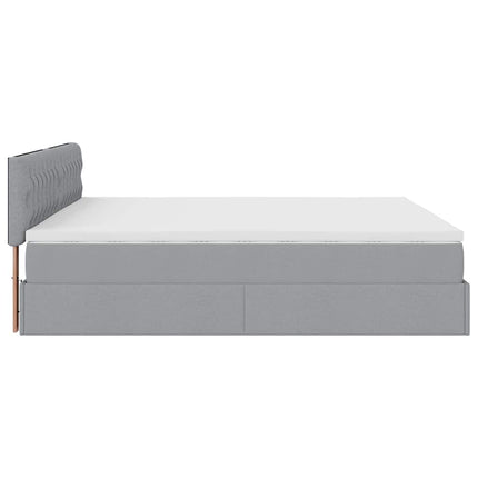 osmannisk sengeramme med madrasser 200x200 cm stof lysegrå