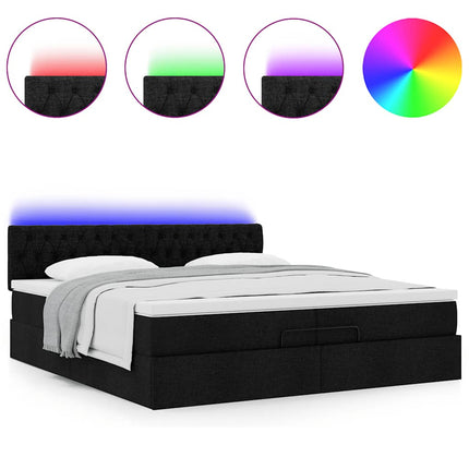 osmannisk sengeramme med madrasser 200x200 cm stof sort