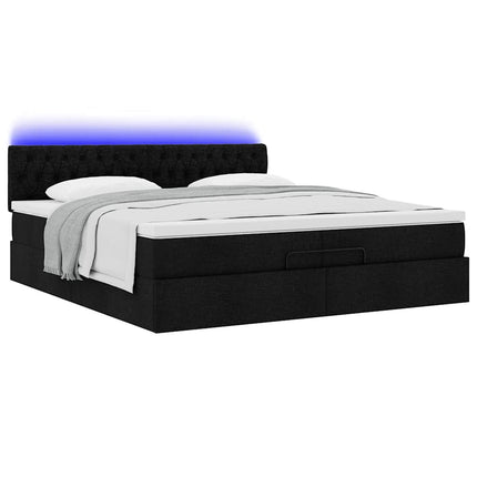 osmannisk sengeramme med madrasser 200x200 cm stof sort