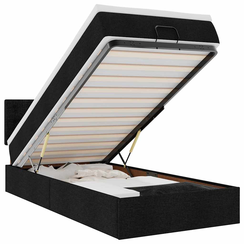 ottoman seng med madras & LEDs 80x200 cm stof sort