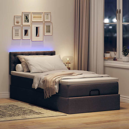 osmannisk sengeramme med madras 80x200 cm stof mørkebrun