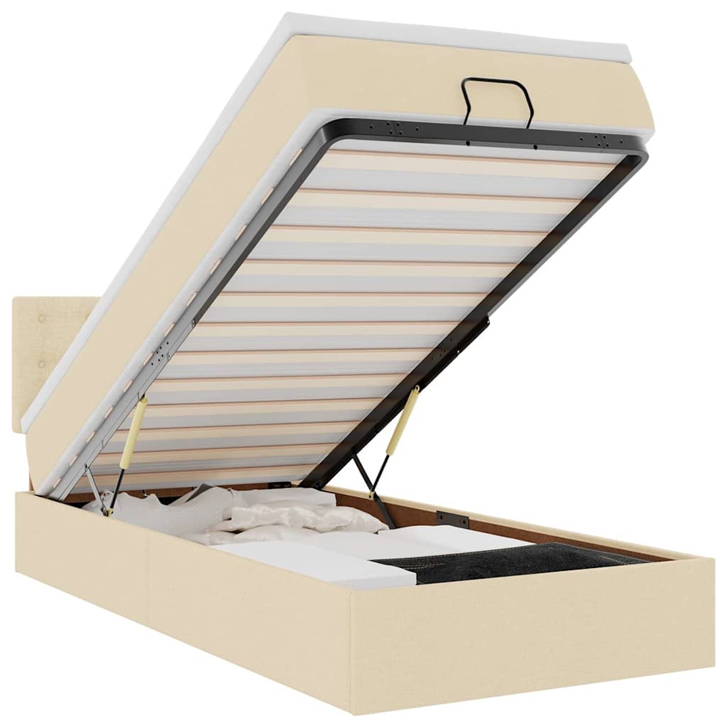 osmannisk sengeramme med madras 80x200 cm stof cremefarvet