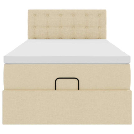 osmannisk sengeramme med madras 80x200 cm stof cremefarvet