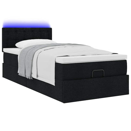 osmannisk sengeramme med madras 90x190 cm stof sort