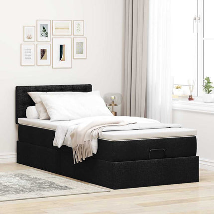 osmannisk sengeramme med madras 90x190 cm stof sort