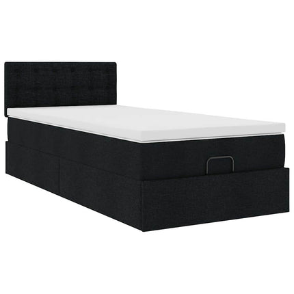 osmannisk sengeramme med madras 90x190 cm stof sort