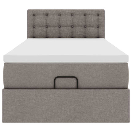 ottoman seng med madras & LEDs 90x200 cm stof gråbrun