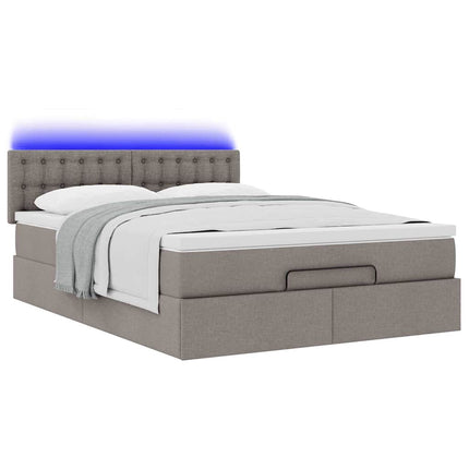 Ottoman seng med madras & LEDs Taupe 140x190 cm Stof