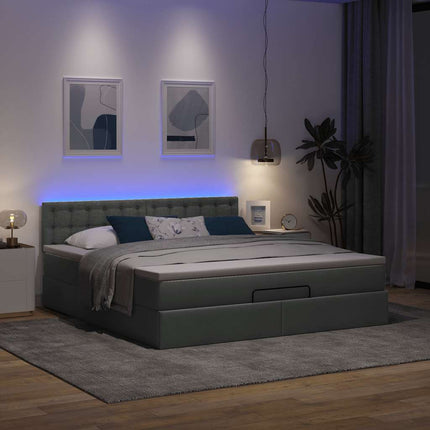 osmannisk sengeramme med madras 160x200 cm stof mørkegrå