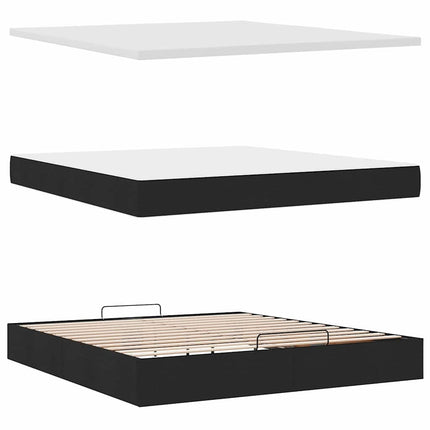 ottoman seng med madras & LEDs 180x200cm stof sort