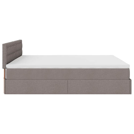 osmannisk sengeramme med madrasser 200x200 cm stof gråbrun
