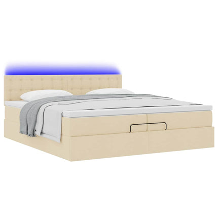 osmannisk sengeramme med madrasser 200x200 cm stof cremefarvet
