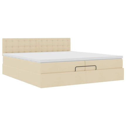 osmannisk sengeramme med madrasser 200x200 cm stof cremefarvet