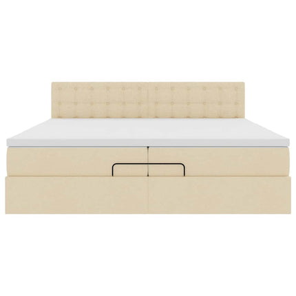 osmannisk sengeramme med madrasser 200x200 cm stof cremefarvet