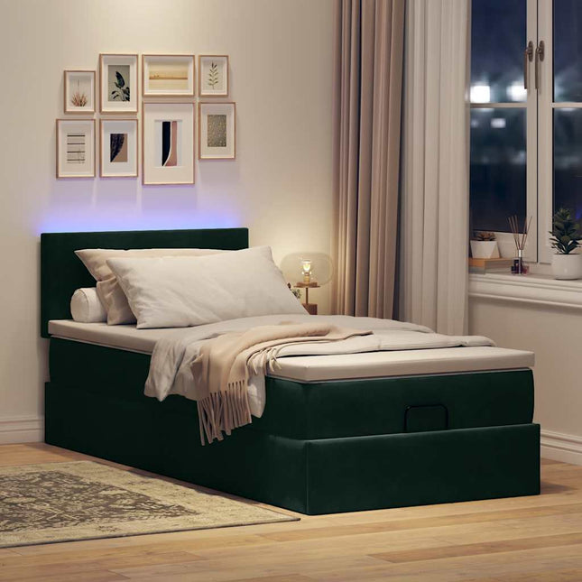 osmannisk sengeramme med madras 90x190 cm fløjl mørkegrøn