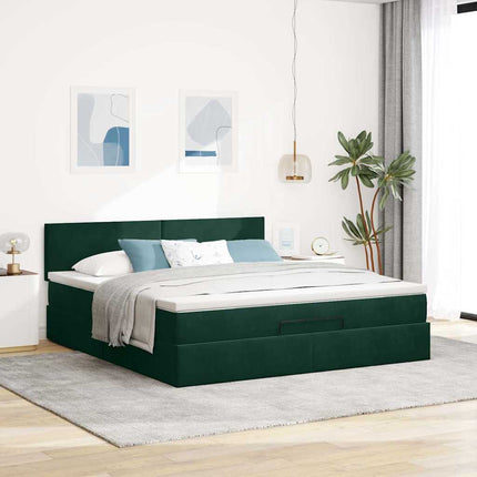 osmannisk sengeramme med madras 160x200 cm fløjl mørkegrøn