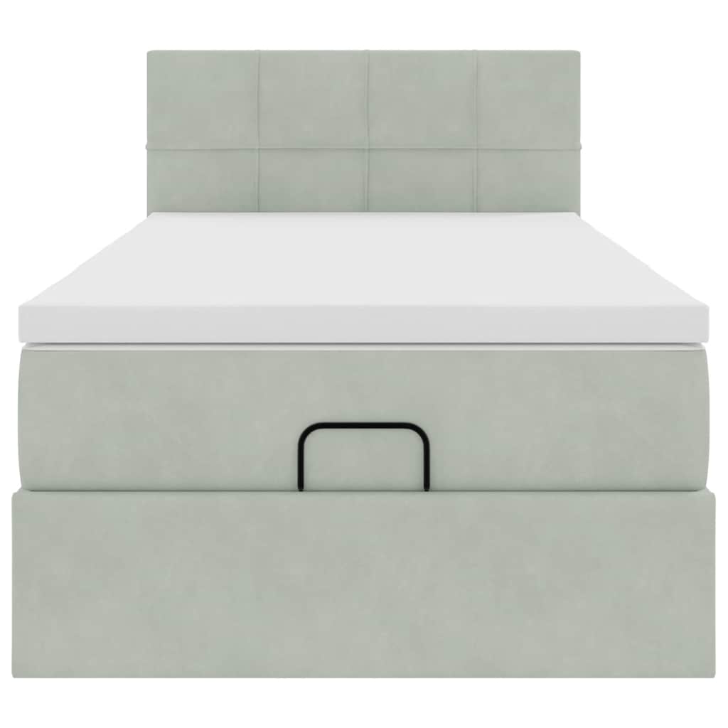 osmannisk sengeramme med madras 90x190 cm fløjl lysegrå