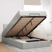 ottoman seng med madras & LEDs 120x190cm fløjl lysegrå