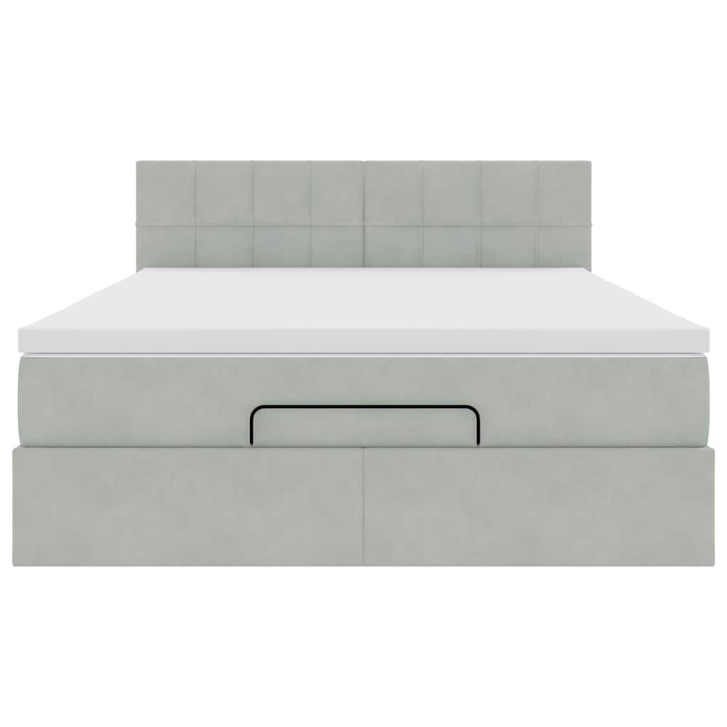 osmannisk sengeramme med madras 140x190 cm fløjl lysegrå