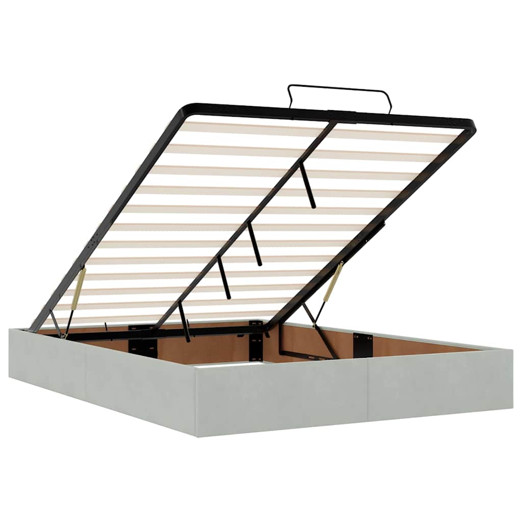 osmannisk sengeramme med madras 140x190 cm fløjl lysegrå