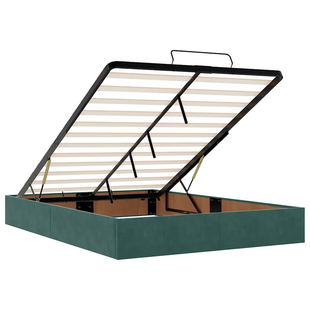 osmannisk sengeramme med madras 140x190 cm fløjl mørkegrøn