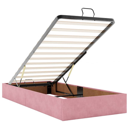 ottoman seng med madras & LEDs 80x200 cm fløjl lyserød