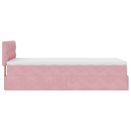 osmannisk sengeramme med madras 90x190 cm fløjl lyserød