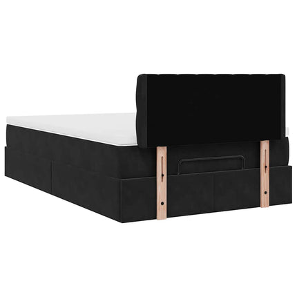 ottoman seng med madras & LEDs 120x190cm fløjl sort