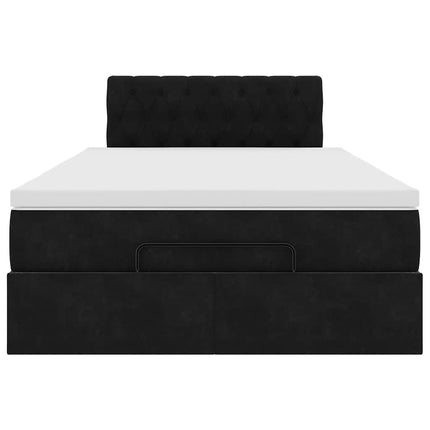 ottoman seng med madras & LEDs 120x190cm fløjl sort