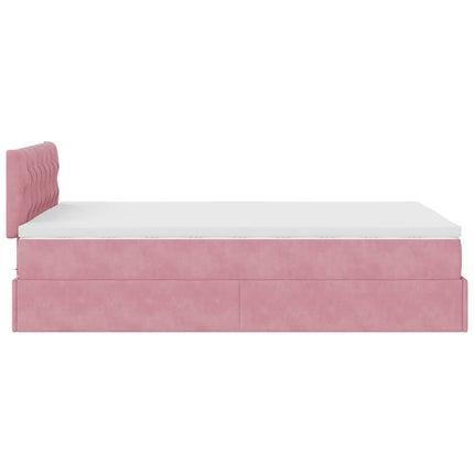 osmannisk sengeramme med madras 120x200 cm fløjl lyserød