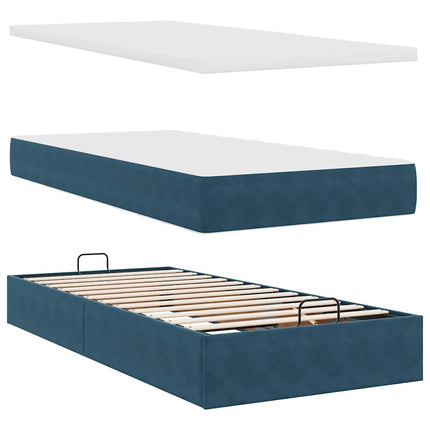 ottoman seng med madras & LEDs 80x200 cm fløjl mørkeblå