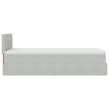 osmannisk sengeramme med madras 90x190 cm fløjl lysegrå