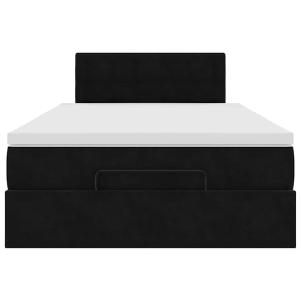 ottoman seng med madras & LEDs 120x190cm fløjl sort